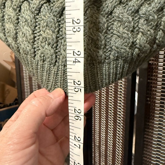 Green Cable Knit Zip-Up Cardigan Sweater - Picture 5 of 5